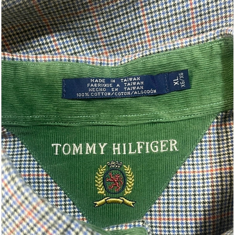Tommy Hilfiger Men's Blue Black Orange‎ Small Check Cotton Long Sleeve Shirt XL - Picture 5 of 6